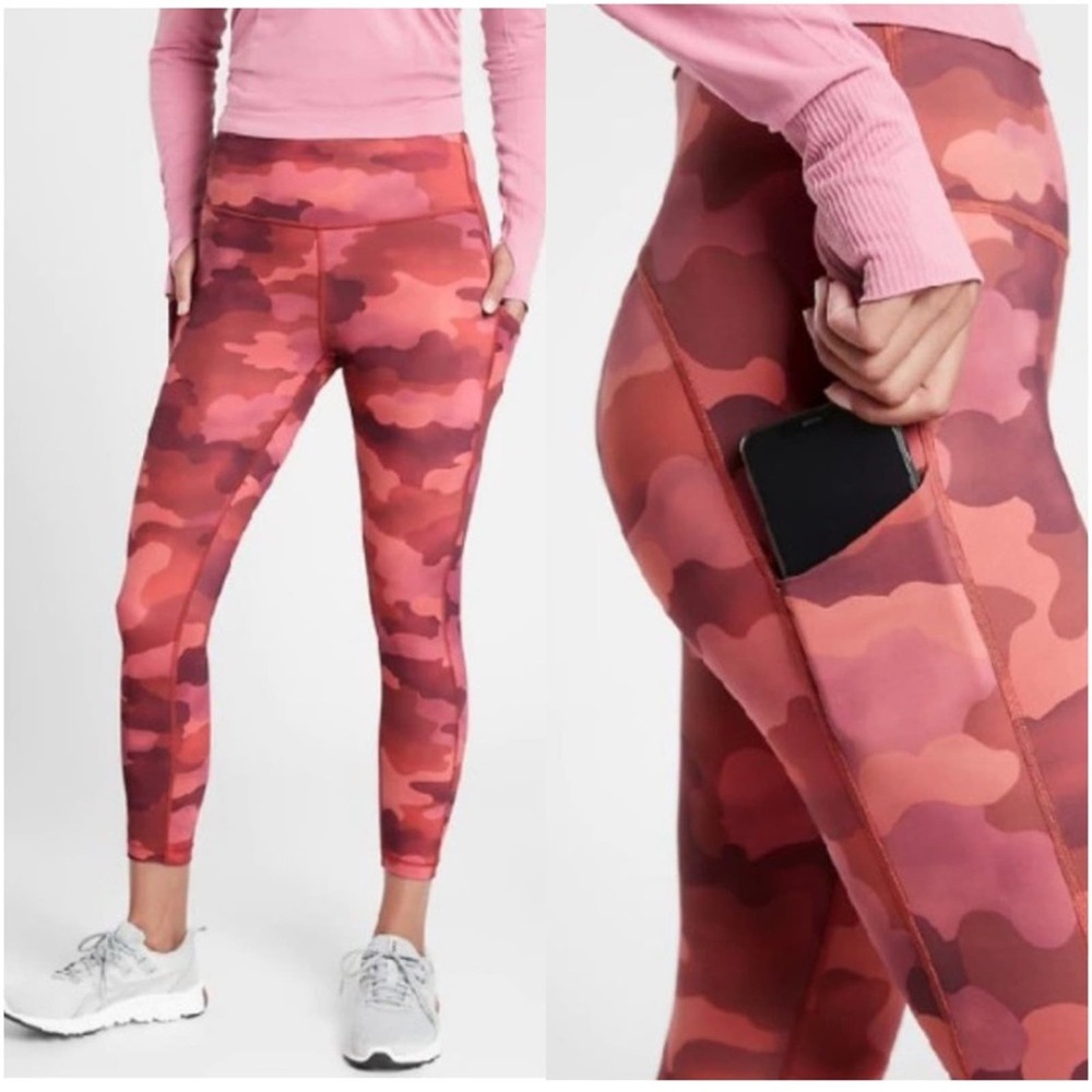 ATHLETA TALL Ultimate Stash Printed Pocket 7/8 Tights Leggings in Mantra